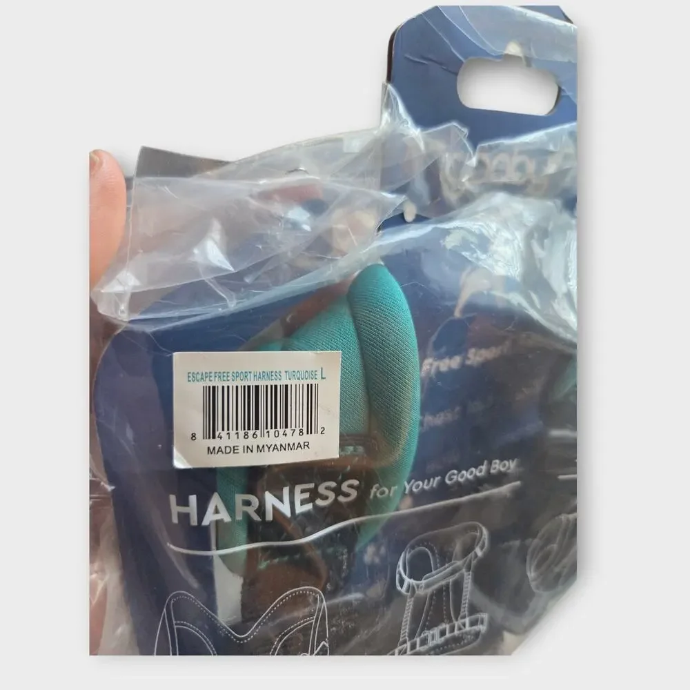 NEW Gooby Escape Free Sport Dog Harness Turquoise Large Neoprene